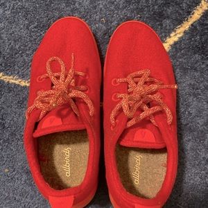 Red Allbirds wool runners
